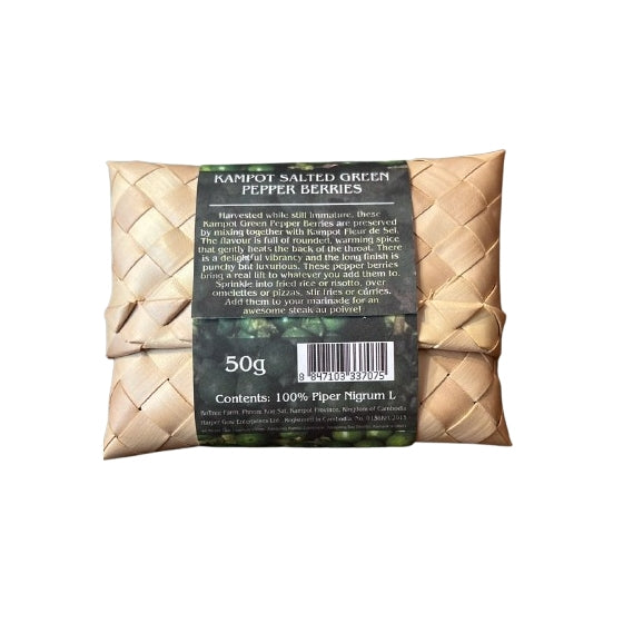 Original Kampot Pfeffer grün Spezial Edition- 50g - in handgeflochtenem Palmblatt-Etui