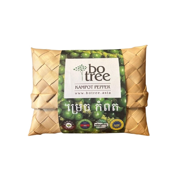 Original Kampot Pfeffer grün Spezial Edition- 50g - in handgeflochtenem Palmblatt-Etui
