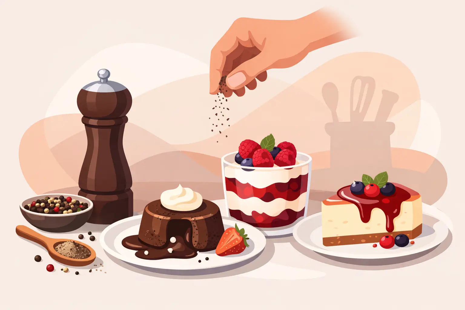 Pfeffer für feine Desserts richtig dosieren