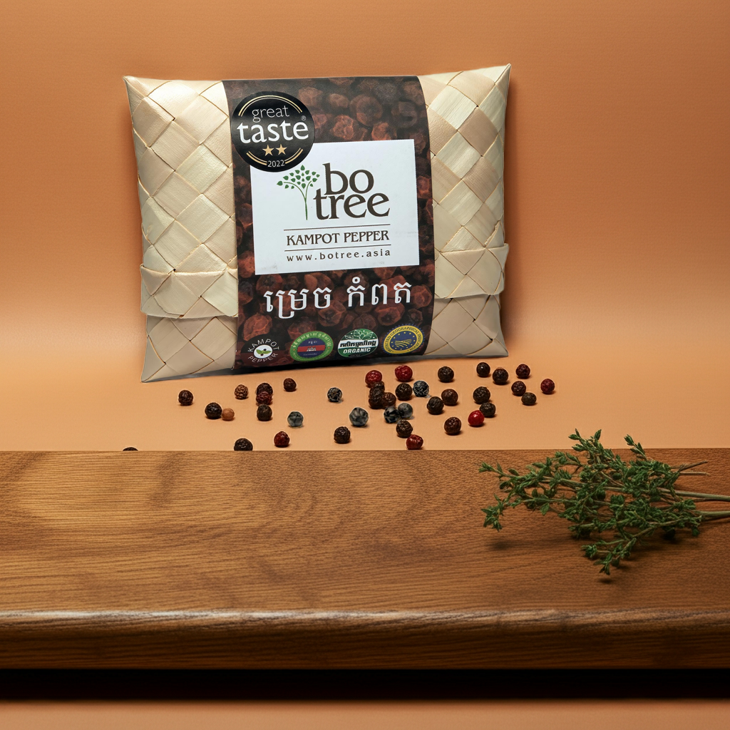Kampot Pfeffer rot Spezial Edition- 50g - in handgeflochtenem Palmblatt-Etui