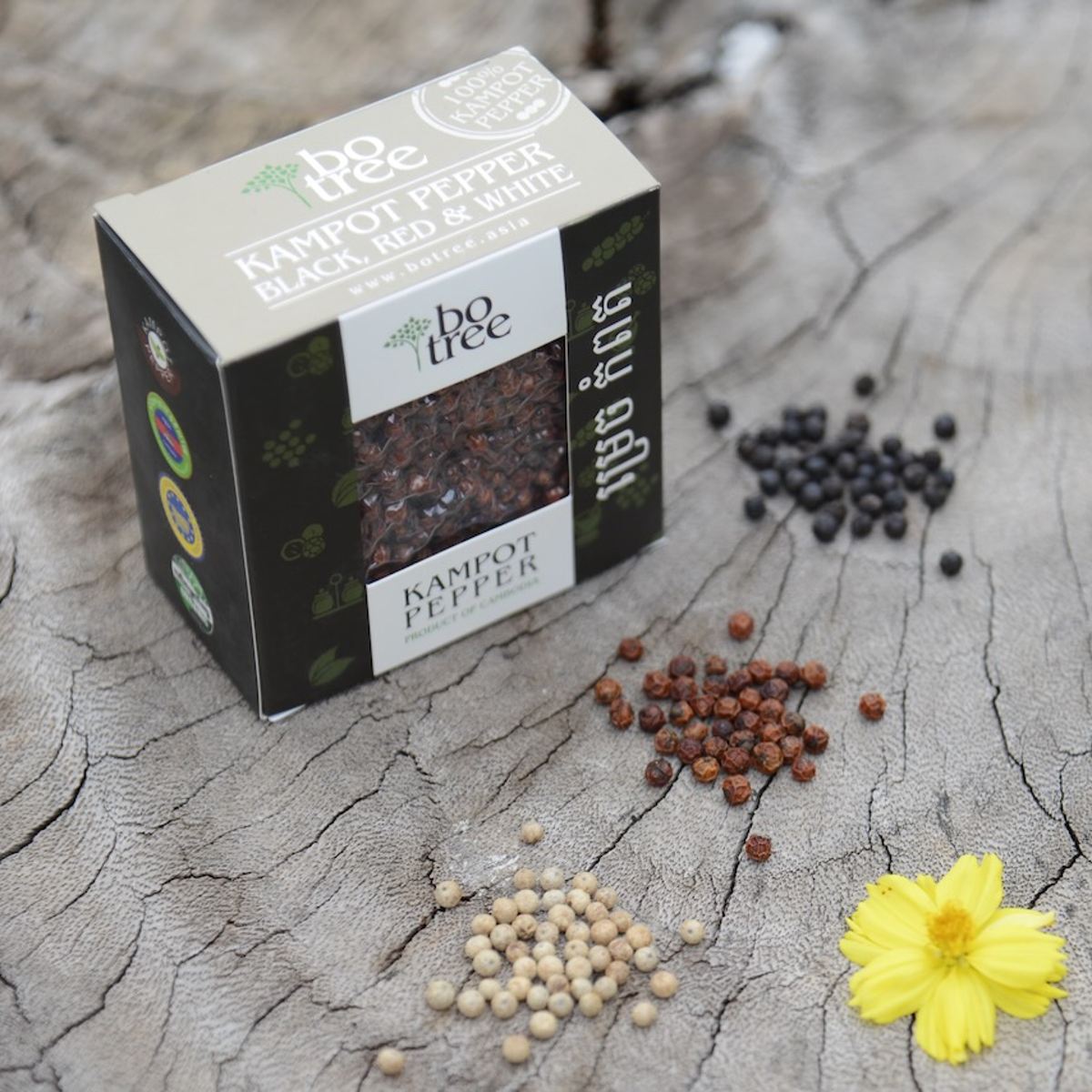 Mixed Box - Kampot Pfeffer schwarz, rot, weiss - 90g (je 1x30g) Probierset